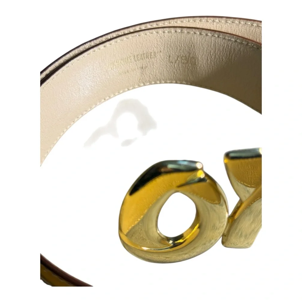 Paloma Picasso Gold and Beige Patent Leather Vintage Belt L/80‎